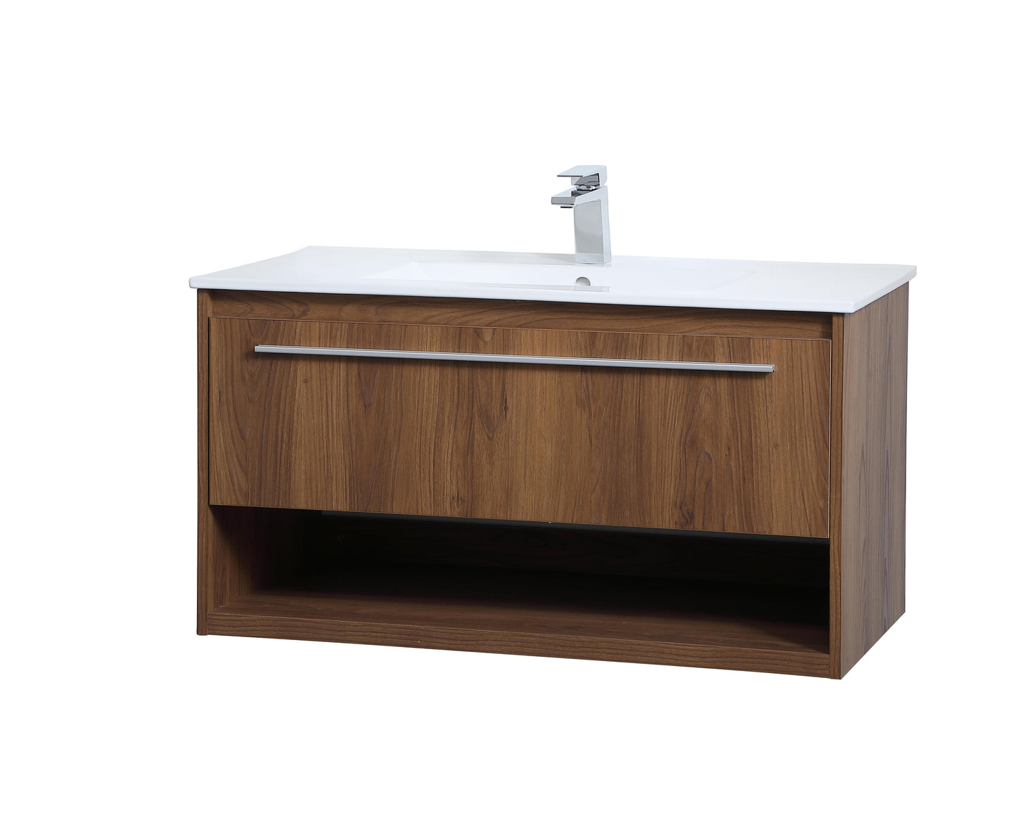 36 inch Single Bathroom Floating Vanity in Walnut Brown - BC3603620WB