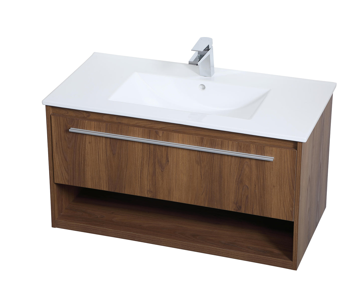 36 inch Single Bathroom Floating Vanity in Walnut Brown - BC3603620WB