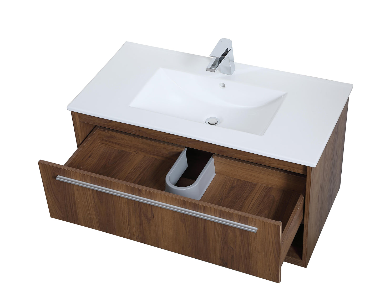 36 inch Single Bathroom Floating Vanity in Walnut Brown - BC3603620WB