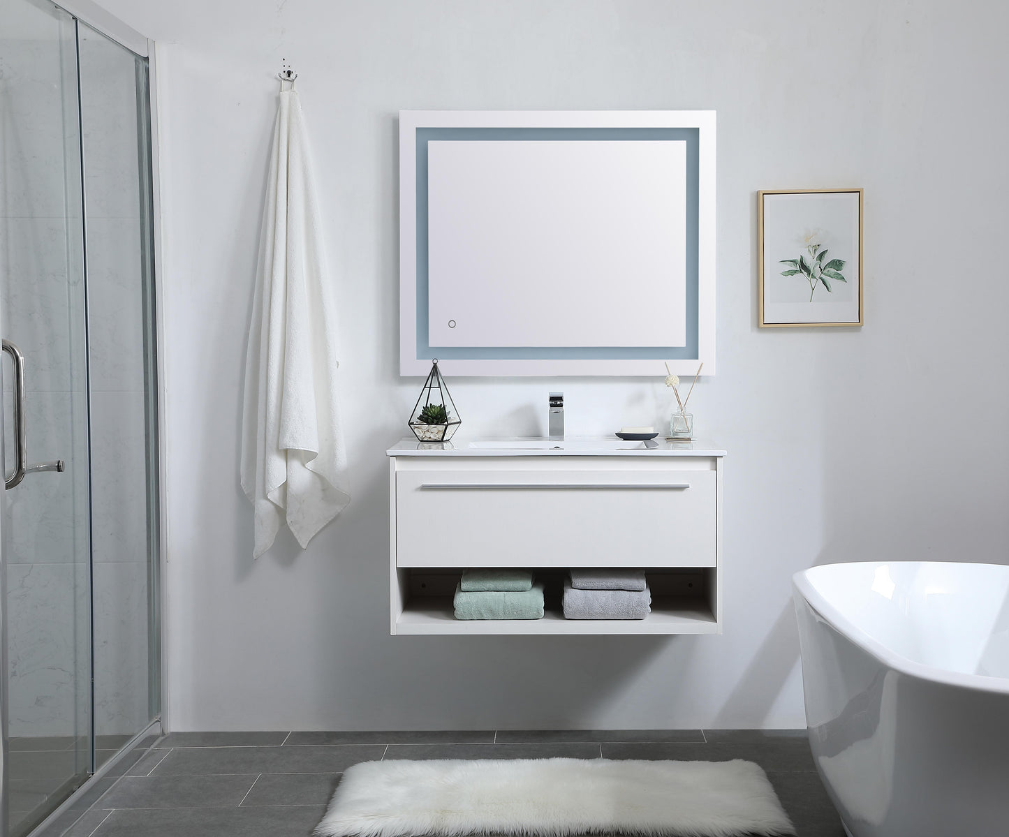 36 inch Single Bathroom Floating Vanity in White - BC3603620WH