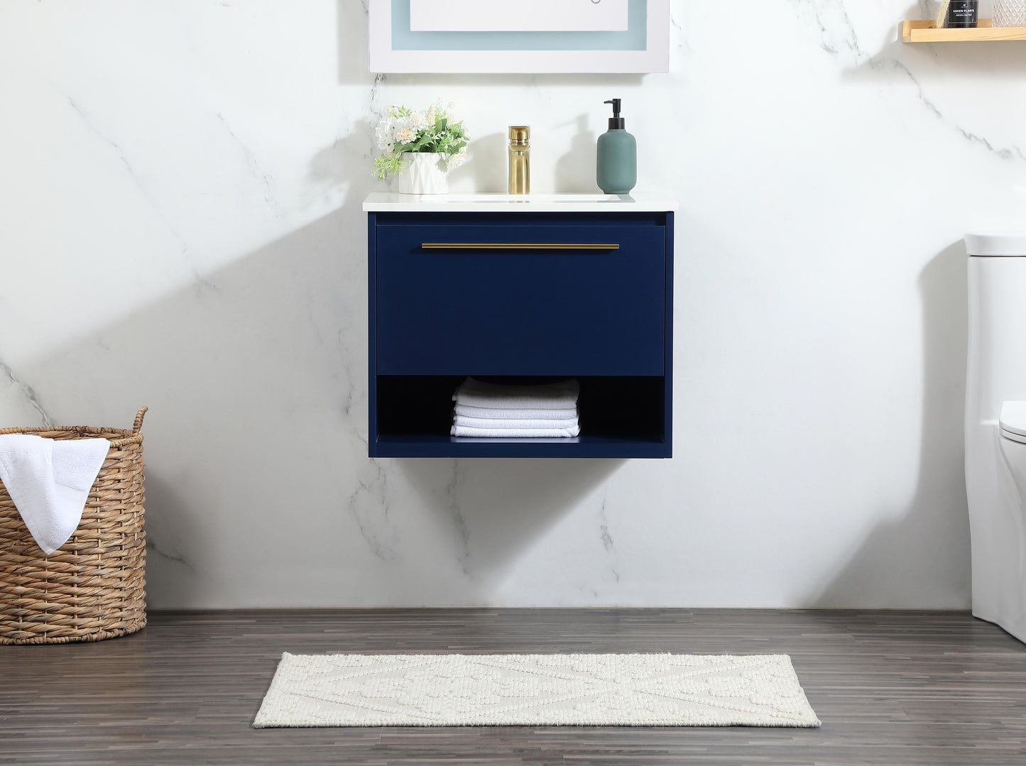 24 inch Single Bathroom Vanity in Blue - BC3702420BL