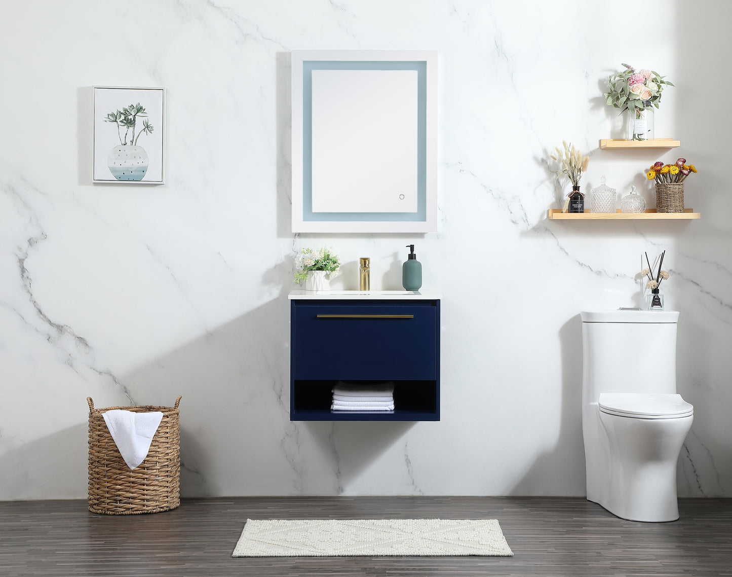 24 inch Single Bathroom Vanity in Blue - BC3702420BL