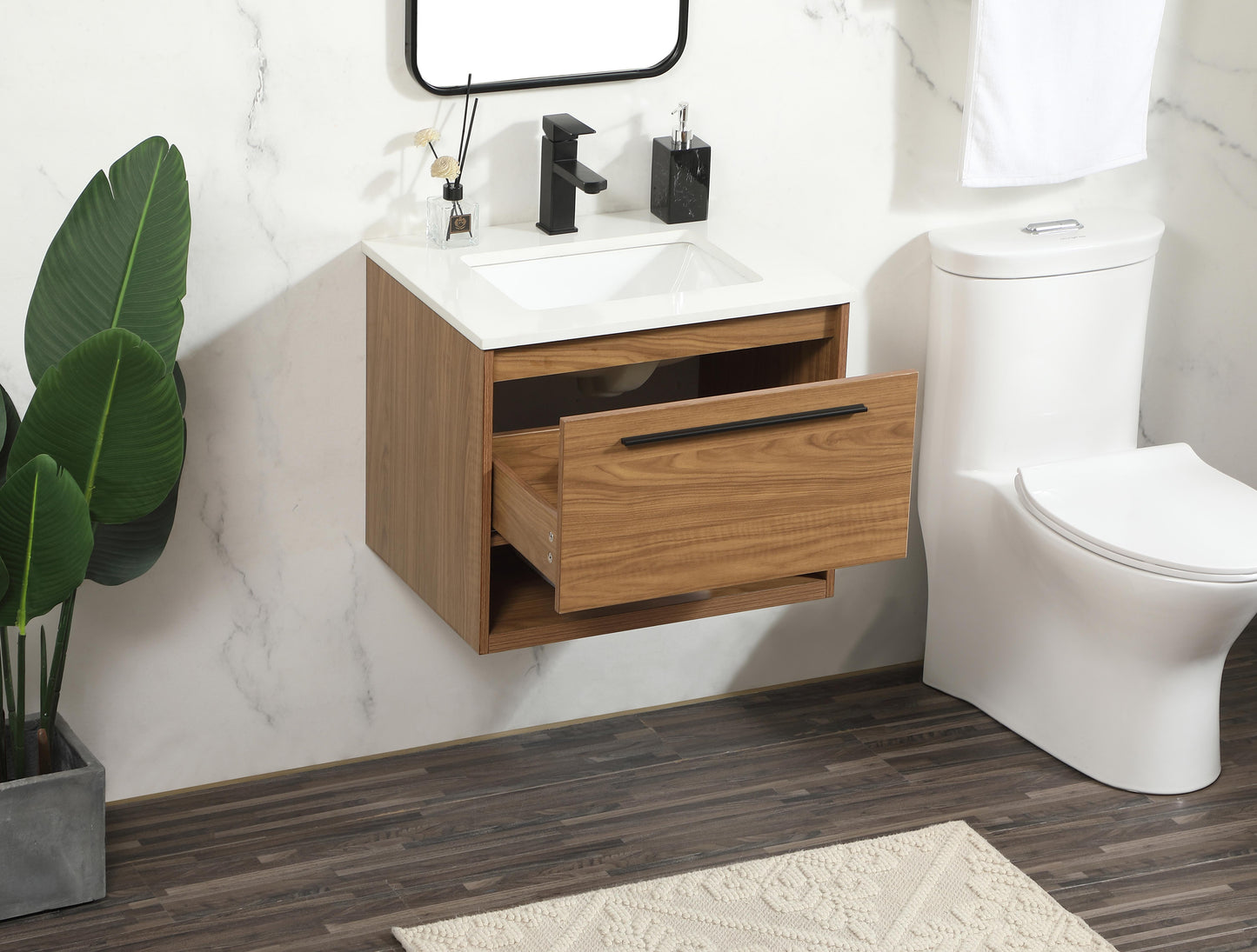 24 inch Single Bathroom Vanity in Walnut Brown - BC3702420WB