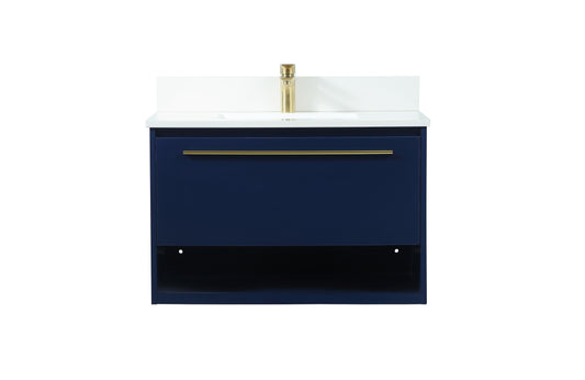 30 inch Single Bathroom Vanity in Blue with backsplash - BC3703020BL-BS