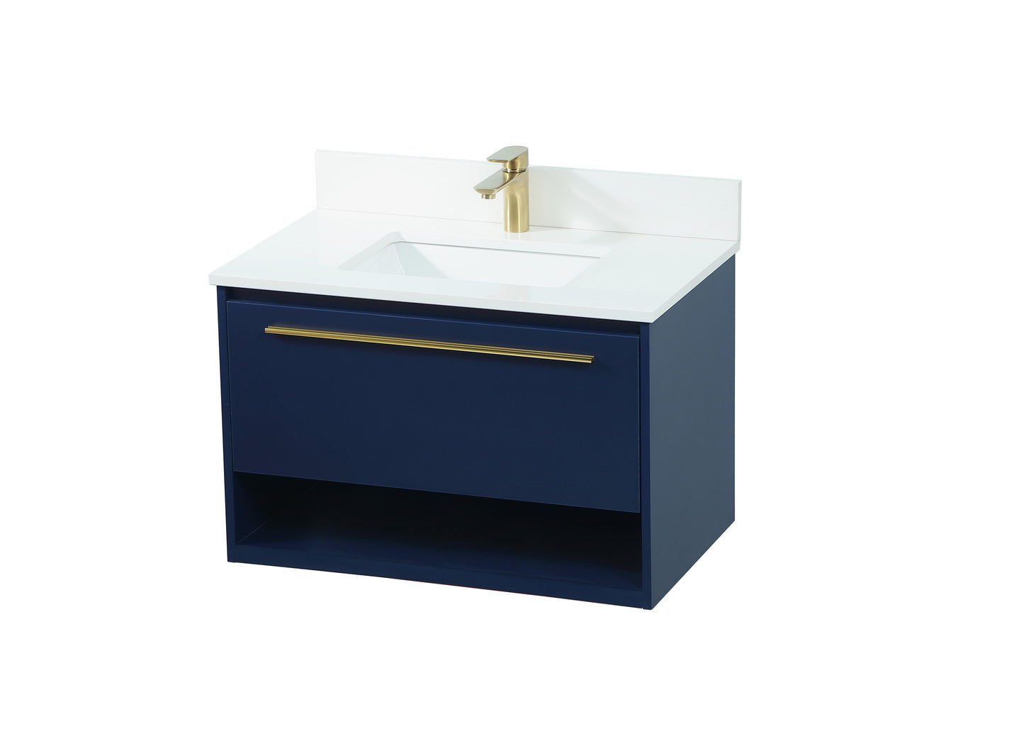 30 inch Single Bathroom Vanity in Blue with backsplash - BC3703020BL-BS