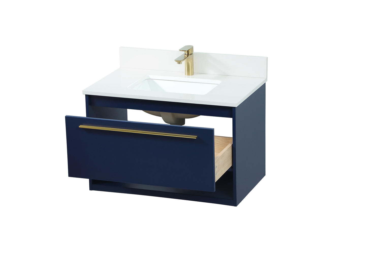 30 inch Single Bathroom Vanity in Blue with backsplash - BC3703020BL-BS