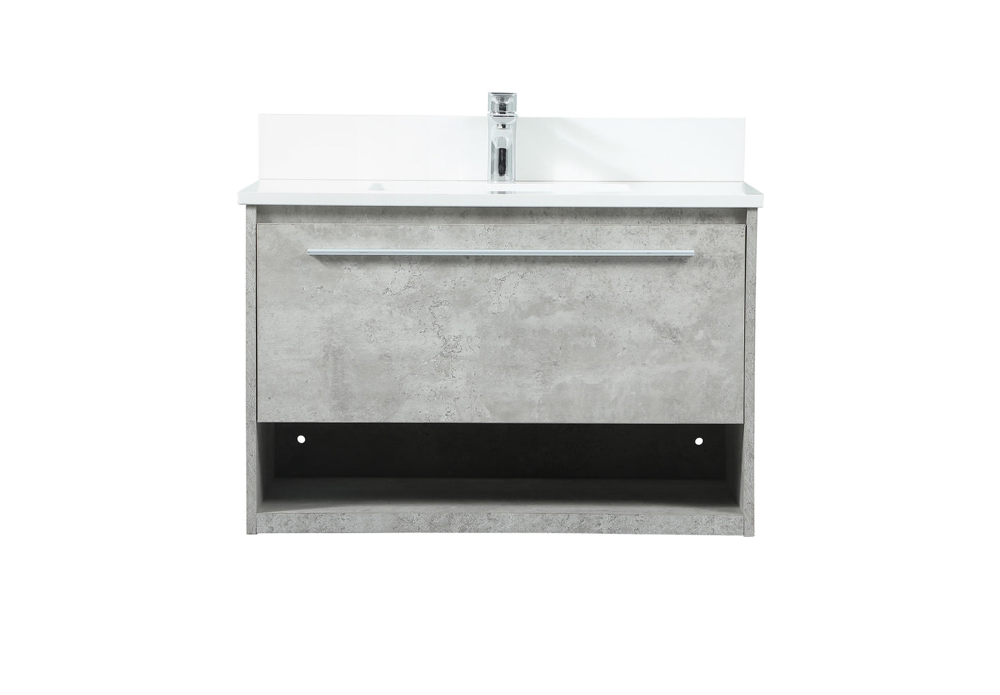 30 inch Single Bathroom Vanity in Concrete Grey with backsplash - BC3703020CG-BS