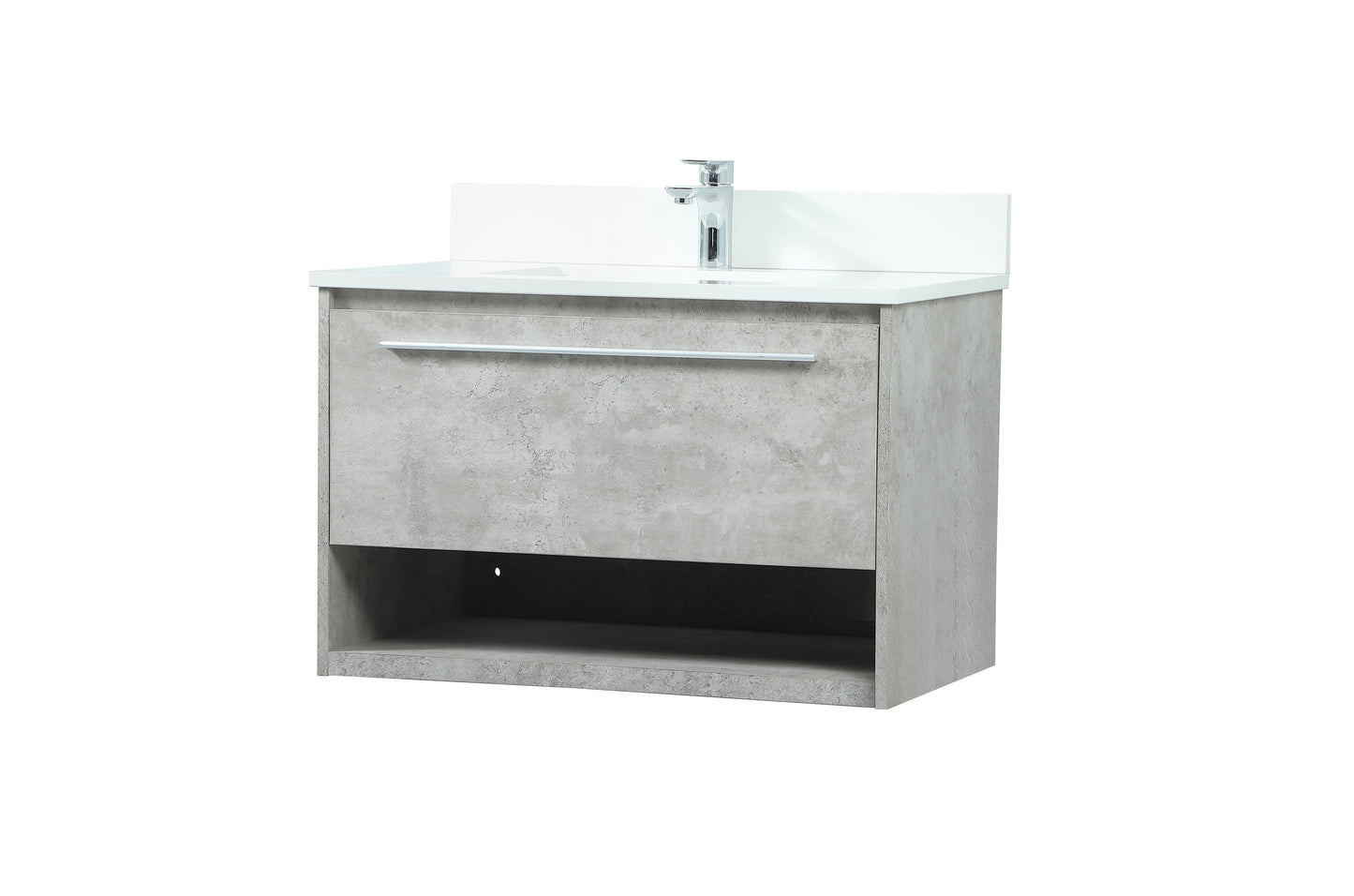 30 inch Single Bathroom Vanity in Concrete Grey with backsplash - BC3703020CG-BS