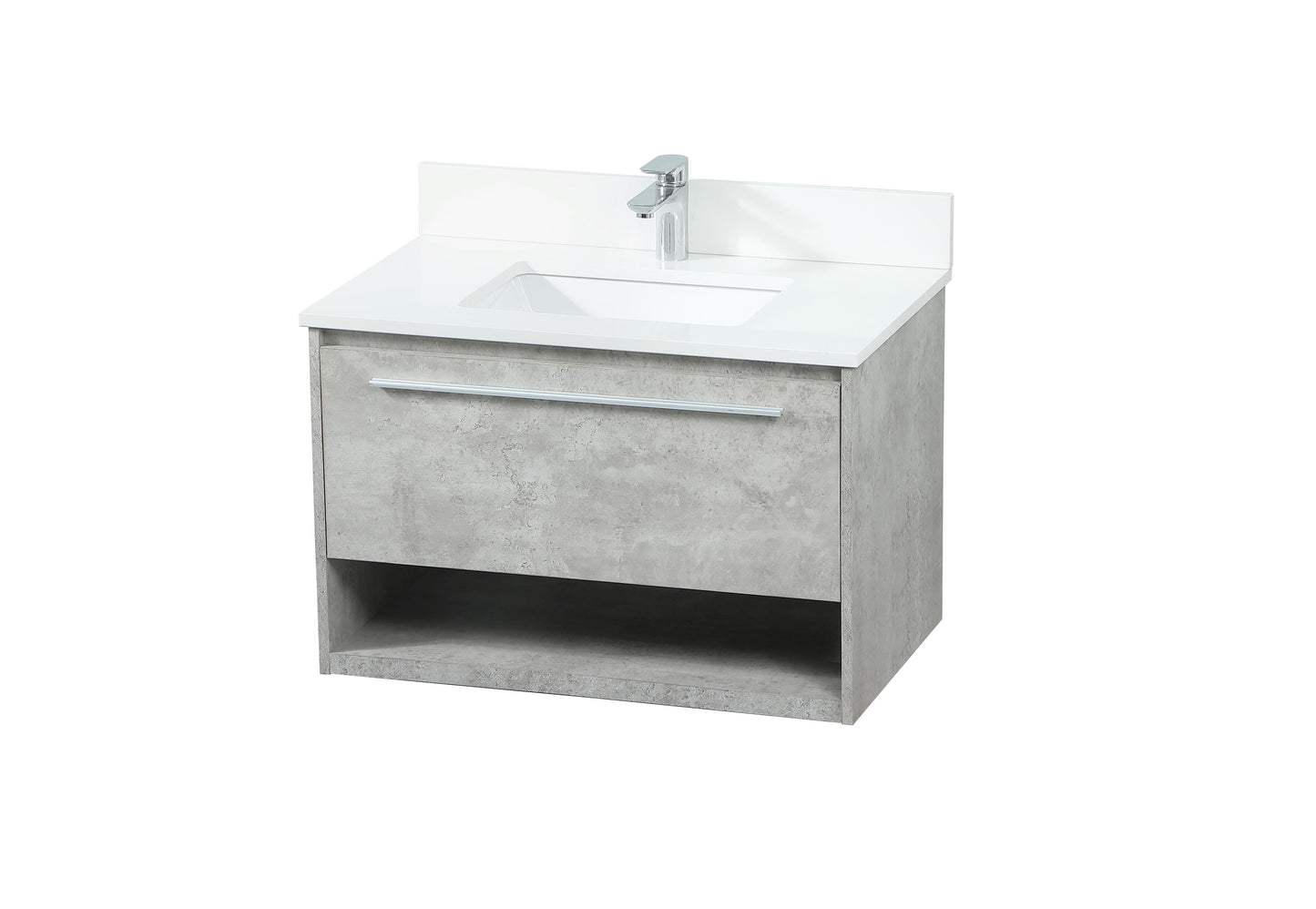 30 inch Single Bathroom Vanity in Concrete Grey with backsplash - BC3703020CG-BS