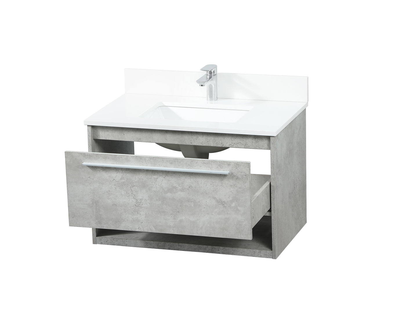 30 inch Single Bathroom Vanity in Concrete Grey with backsplash - BC3703020CG-BS