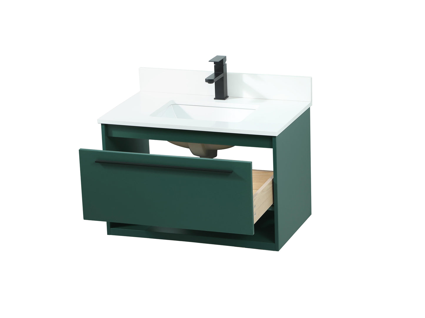 30 inch Single Bathroom Vanity in Green with backsplash - BC3703020GN-BS