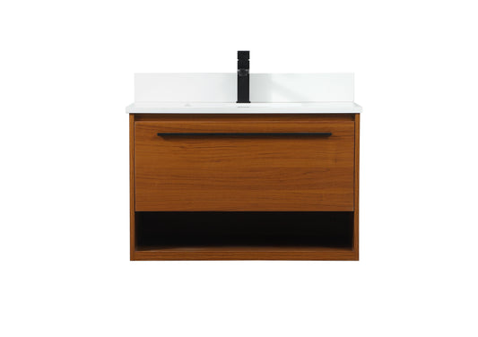 30 inch Single Bathroom Vanity in Teak with backsplash - BC3703020TK-BS