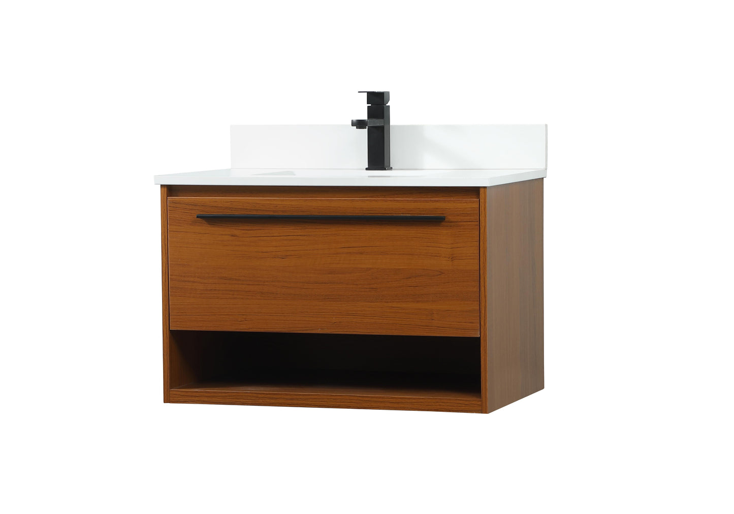 30 inch Single Bathroom Vanity in Teak with backsplash - BC3703020TK-BS