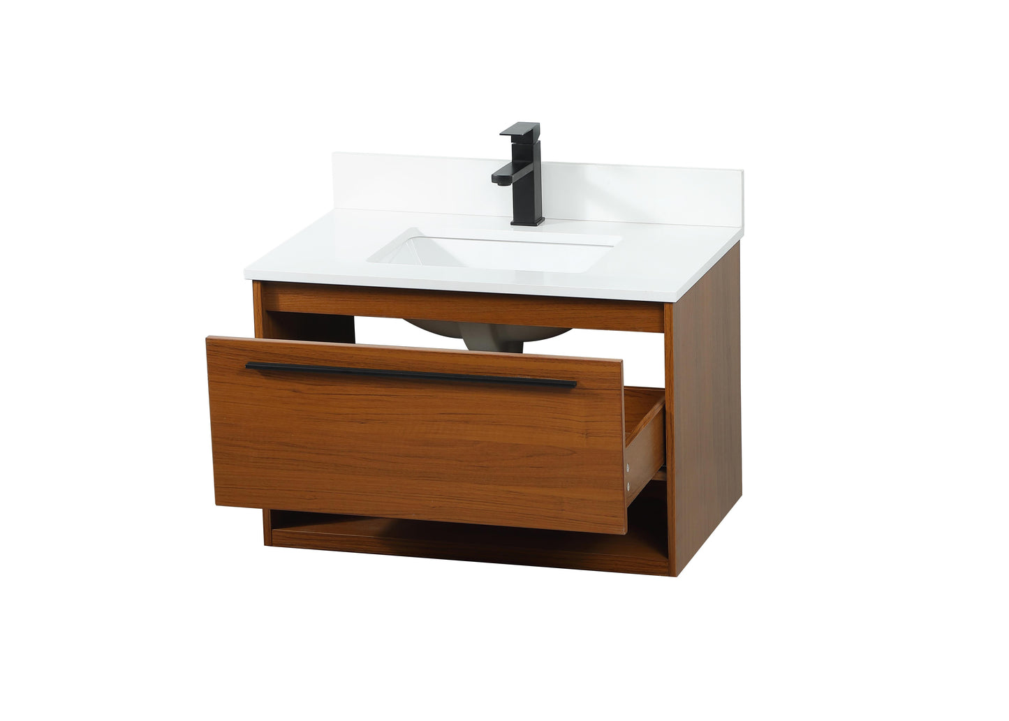 30 inch Single Bathroom Vanity in Teak with backsplash - BC3703020TK-BS