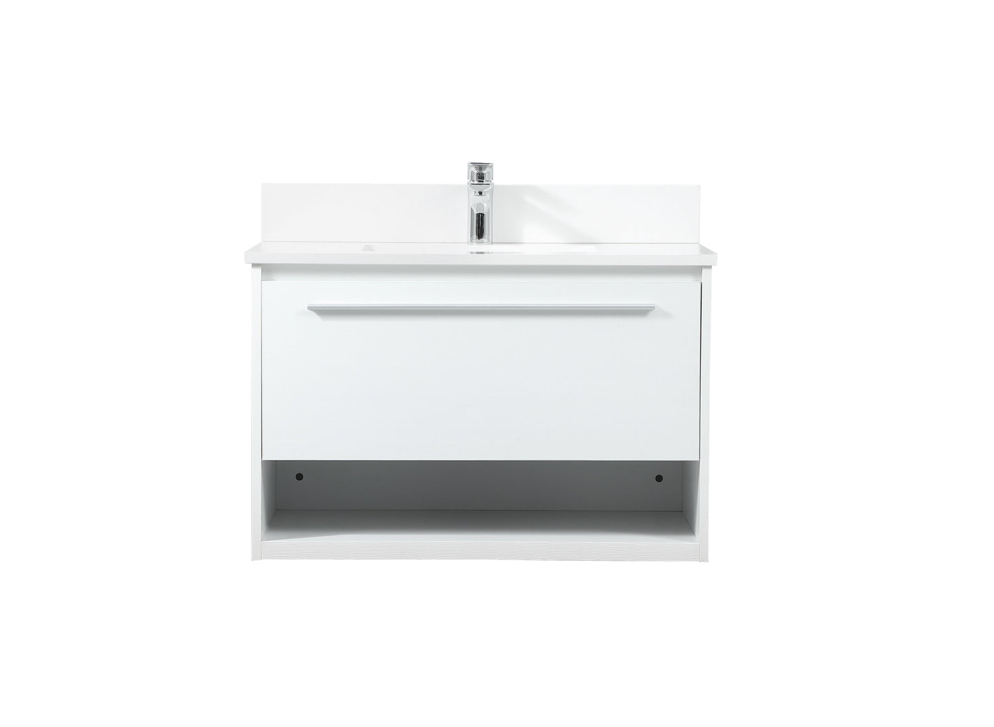 30 inch Single Bathroom Vanity in White with backsplash - BC3703020WH-BS