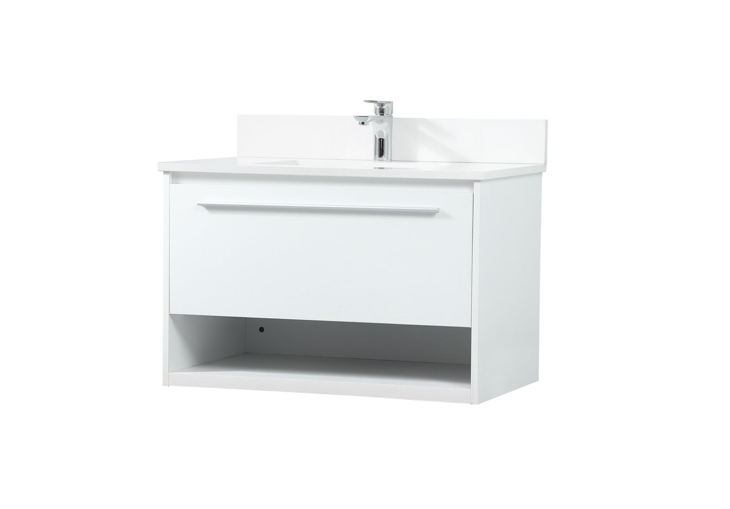 30 inch Single Bathroom Vanity in White with backsplash - BC3703020WH-BS