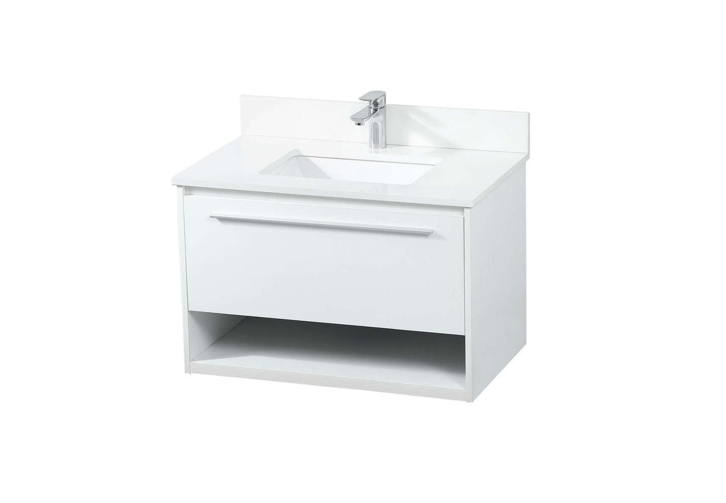 30 inch Single Bathroom Vanity in White with backsplash - BC3703020WH-BS