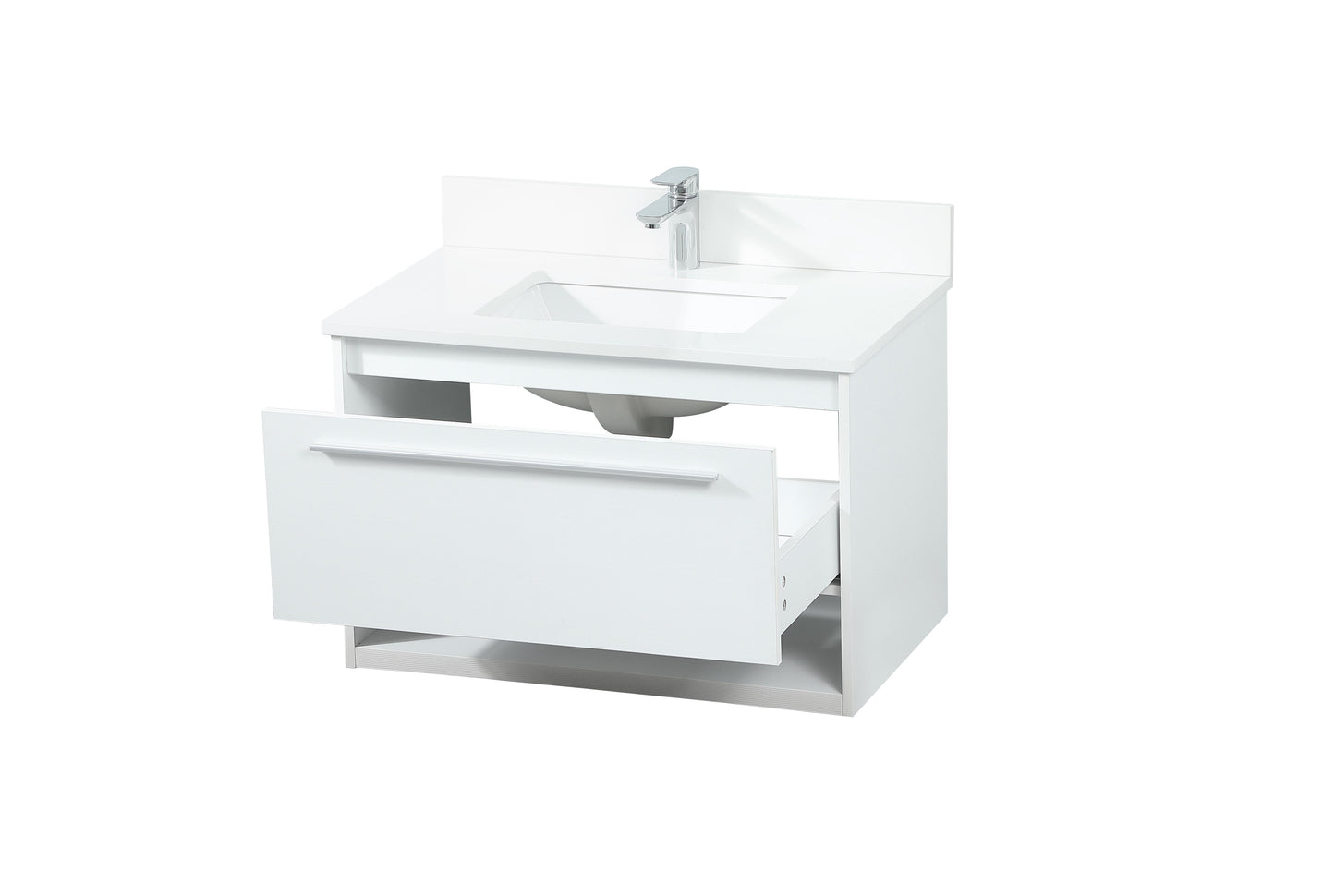 30 inch Single Bathroom Vanity in White with backsplash - BC3703020WH-BS