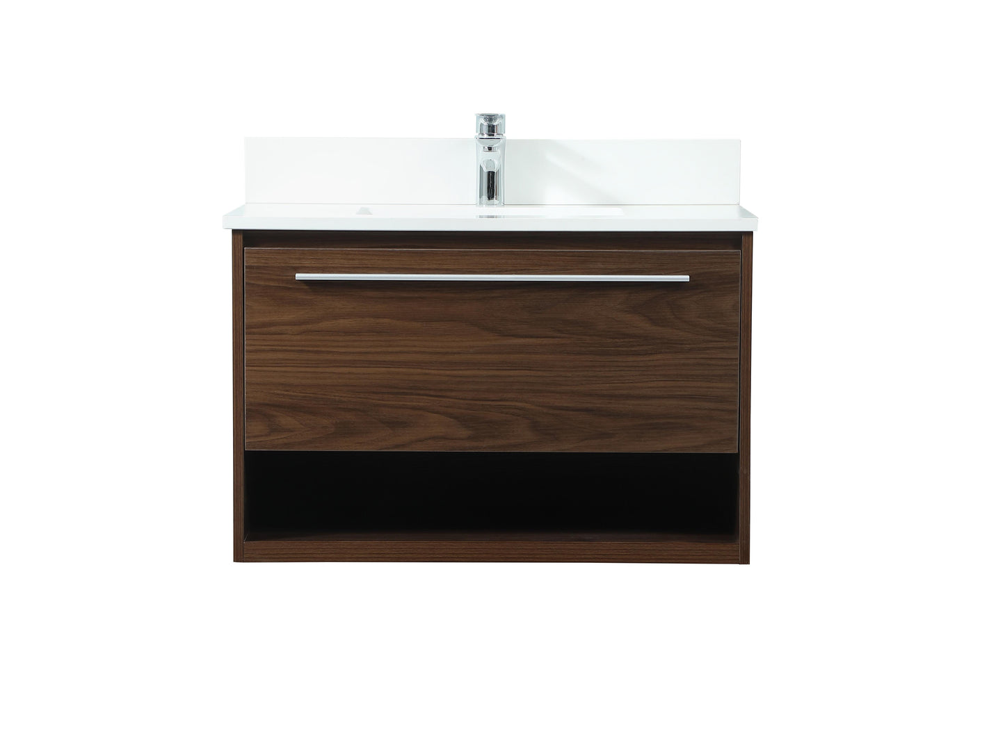 30 inch Single Bathroom Vanity in Walnut with backsplash - BC3703020WT-BS