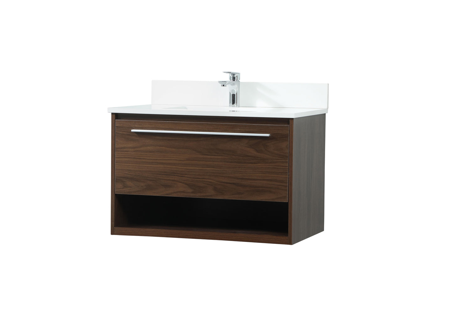 30 inch Single Bathroom Vanity in Walnut with backsplash - BC3703020WT-BS