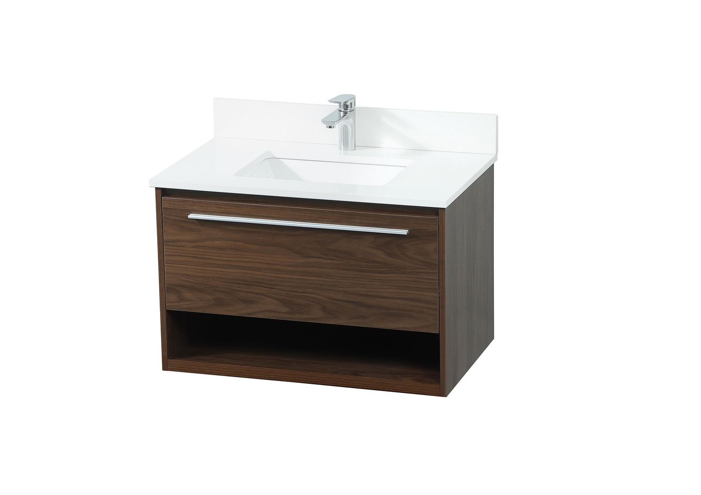 30 inch Single Bathroom Vanity in Walnut with backsplash - BC3703020WT-BS