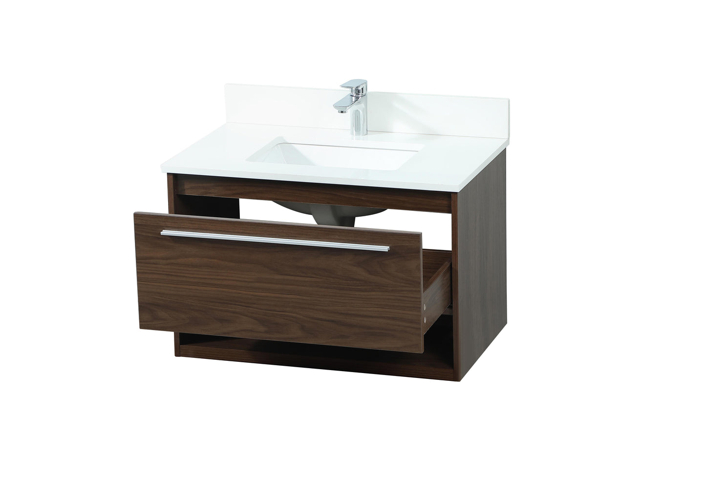 30 inch Single Bathroom Vanity in Walnut with backsplash - BC3703020WT-BS