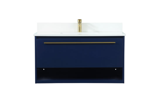 36 inch Single Bathroom Vanity in Blue with backsplash - BC3703620BL-BS