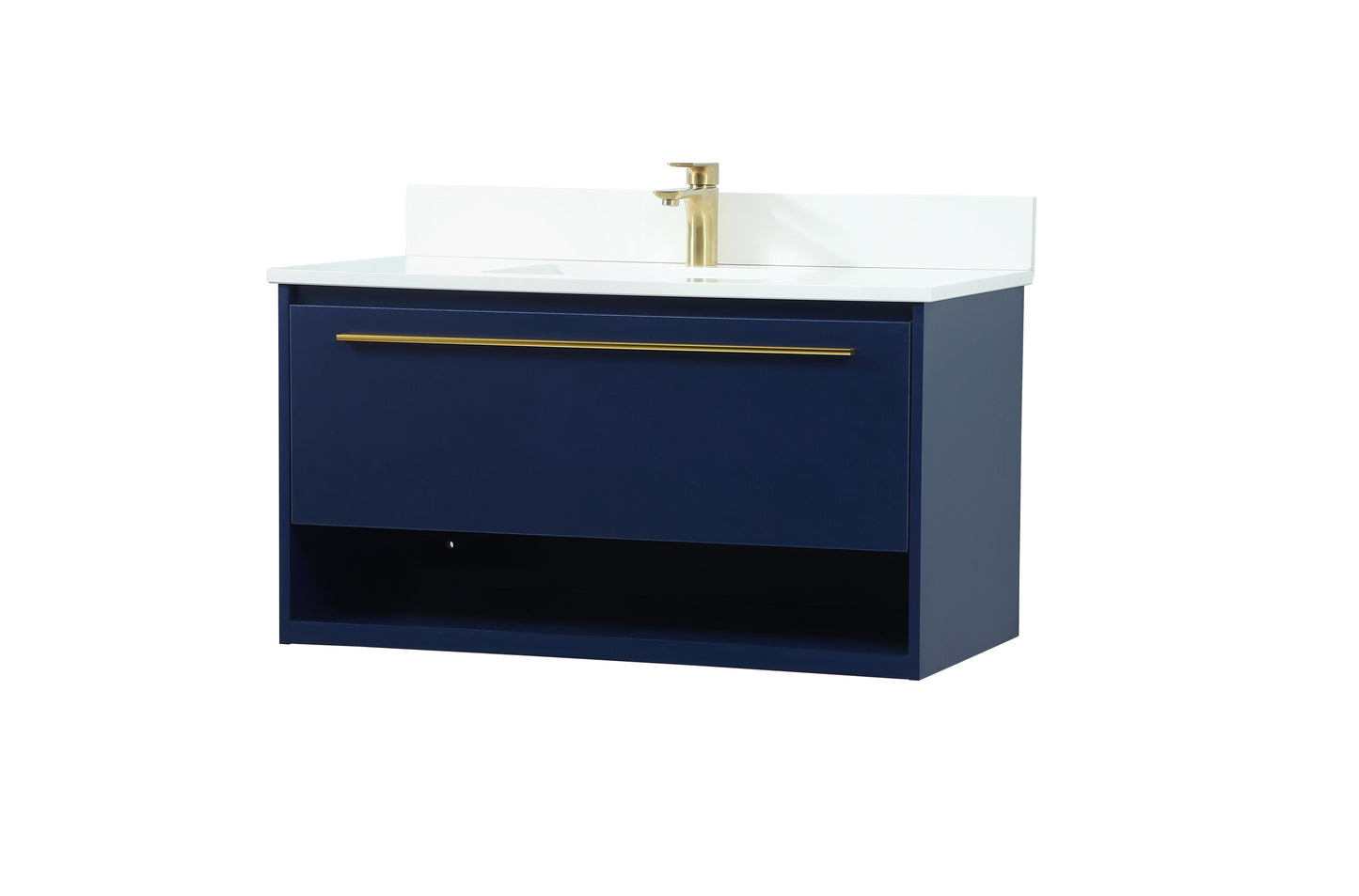 36 inch Single Bathroom Vanity in Blue with backsplash - BC3703620BL-BS