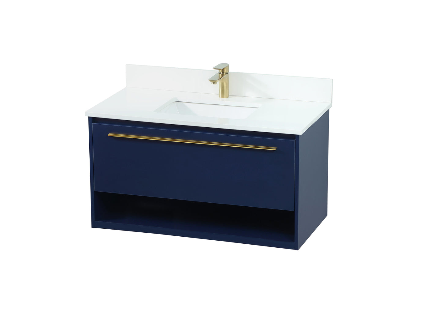 36 inch Single Bathroom Vanity in Blue with backsplash - BC3703620BL-BS