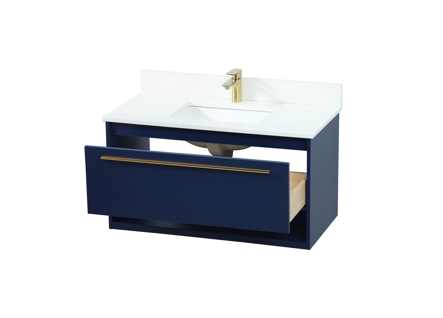 36 inch Single Bathroom Vanity in Blue with backsplash - BC3703620BL-BS