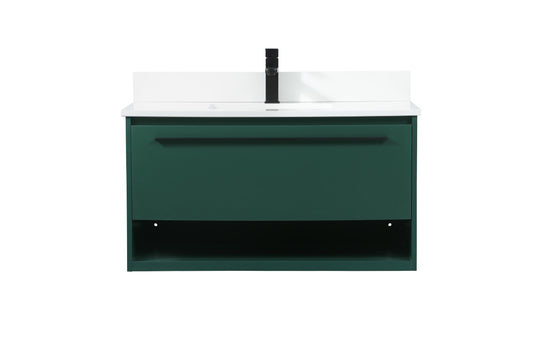 36 inch Single Bathroom Vanity in Green with backsplash - BC3703620GN-BS