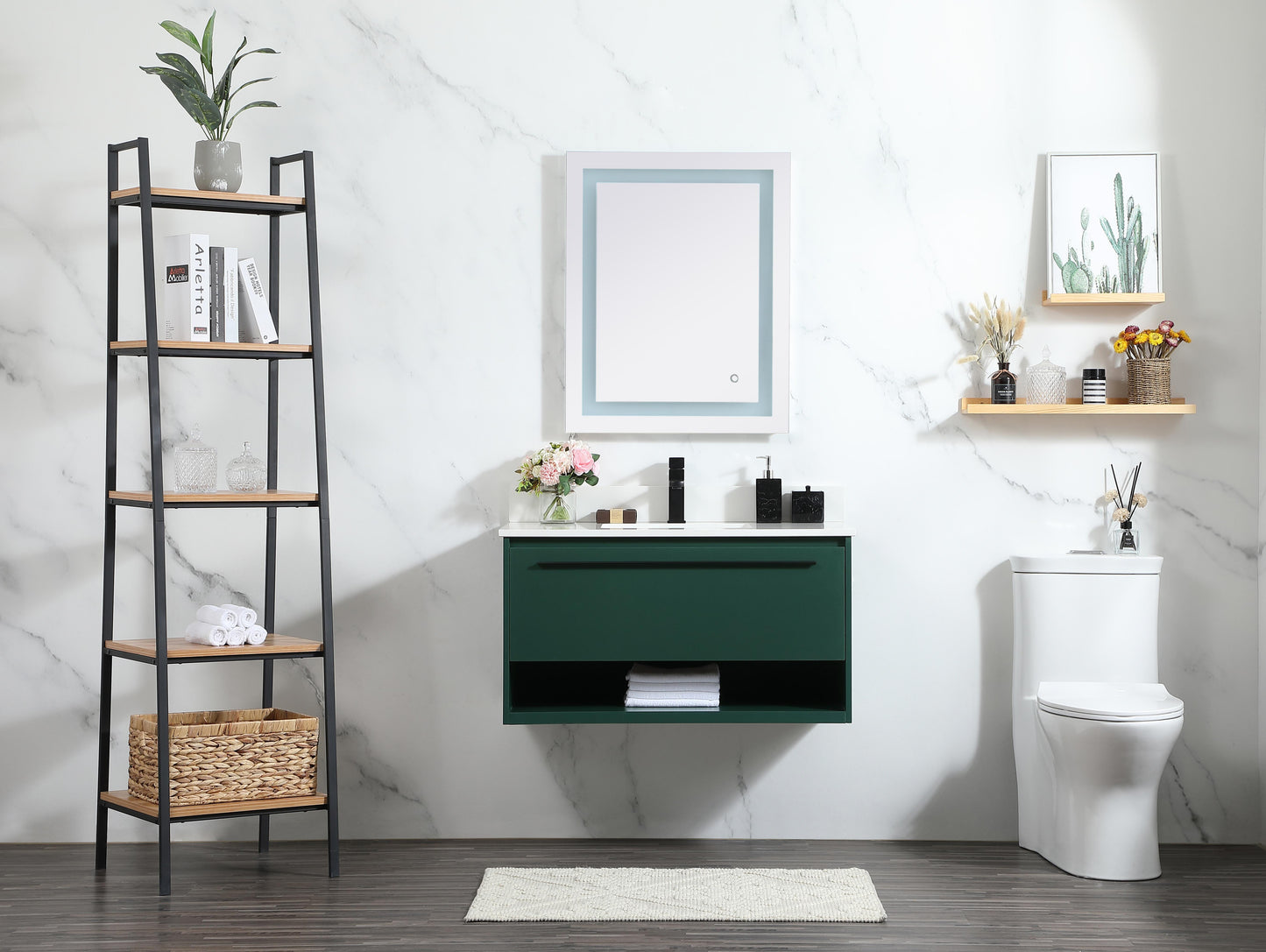 36 inch Single Bathroom Vanity in Green with backsplash - BC3703620GN-BS