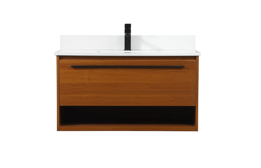 36 inch Single Bathroom Vanity in Teak with backsplash - BC3703620TK-BS