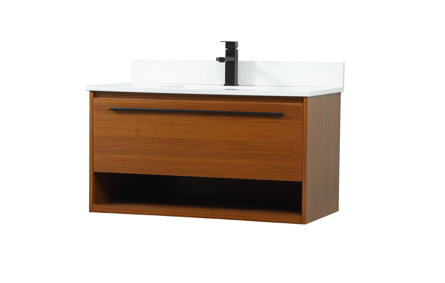 36 inch Single Bathroom Vanity in Teak with backsplash - BC3703620TK-BS