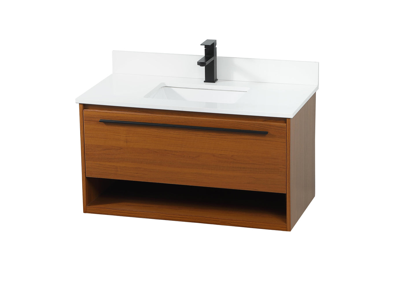 36 inch Single Bathroom Vanity in Teak with backsplash - BC3703620TK-BS