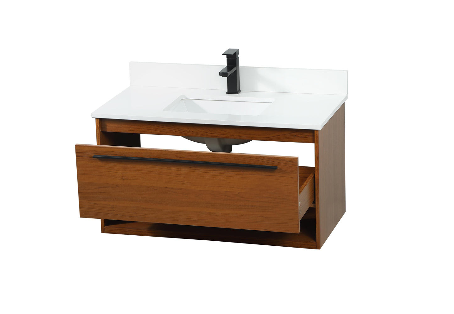 36 inch Single Bathroom Vanity in Teak with backsplash - BC3703620TK-BS