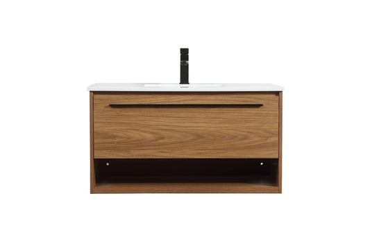 36 inch Single Bathroom Vanity in Walnut Brown - BC3703620WB