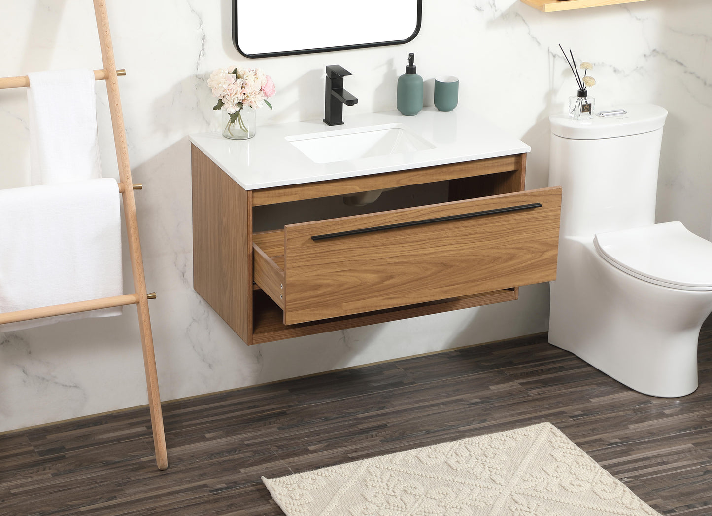 36 inch Single Bathroom Vanity in Walnut Brown - BC3703620WB