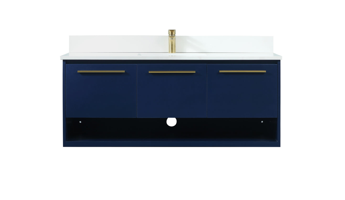 48 inch Single Bathroom Vanity in Blue with backsplash - BC3704820BL-BS