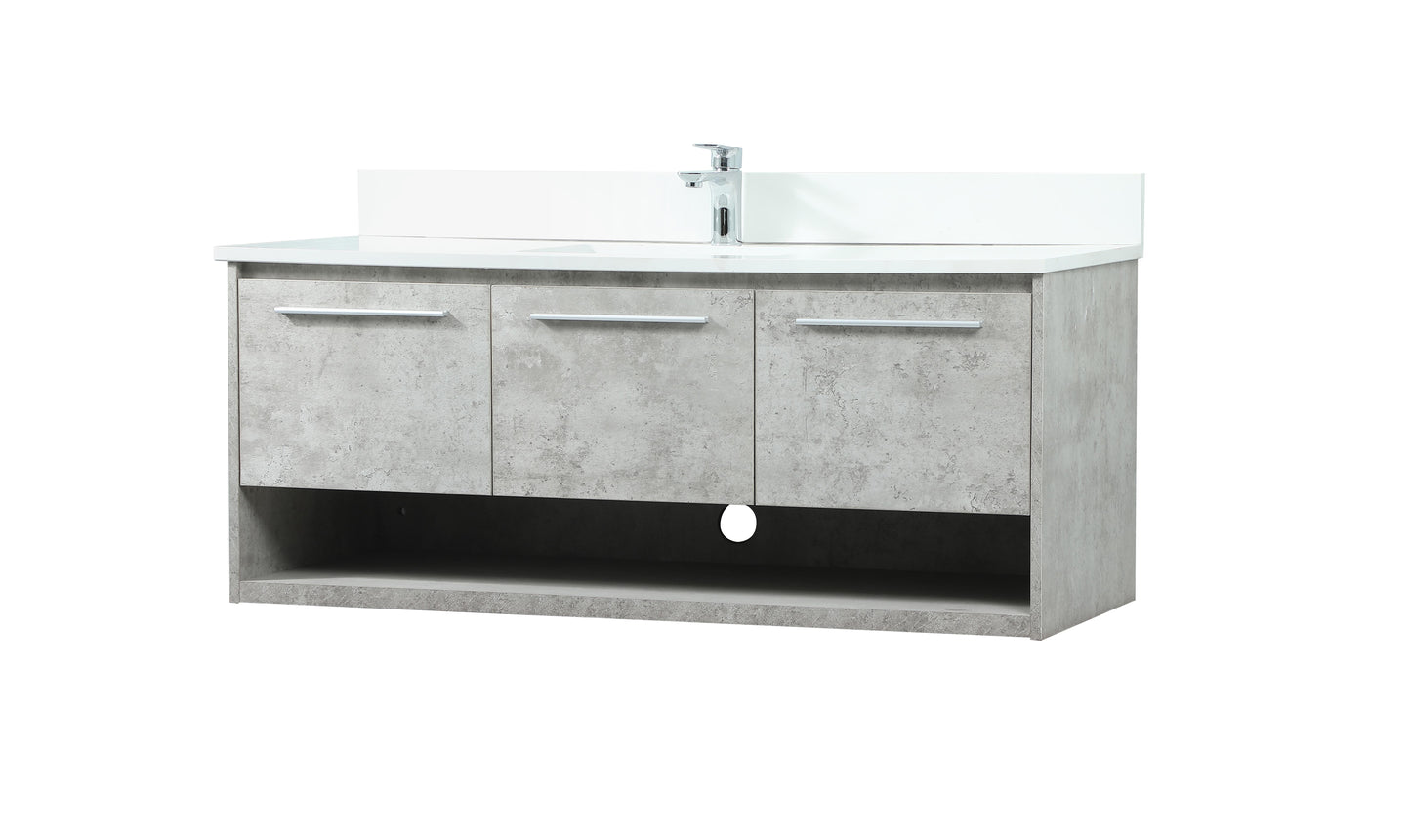 48 inch Single Bathroom Vanity in Concrete Grey with backsplash - BC3704820CG-BS