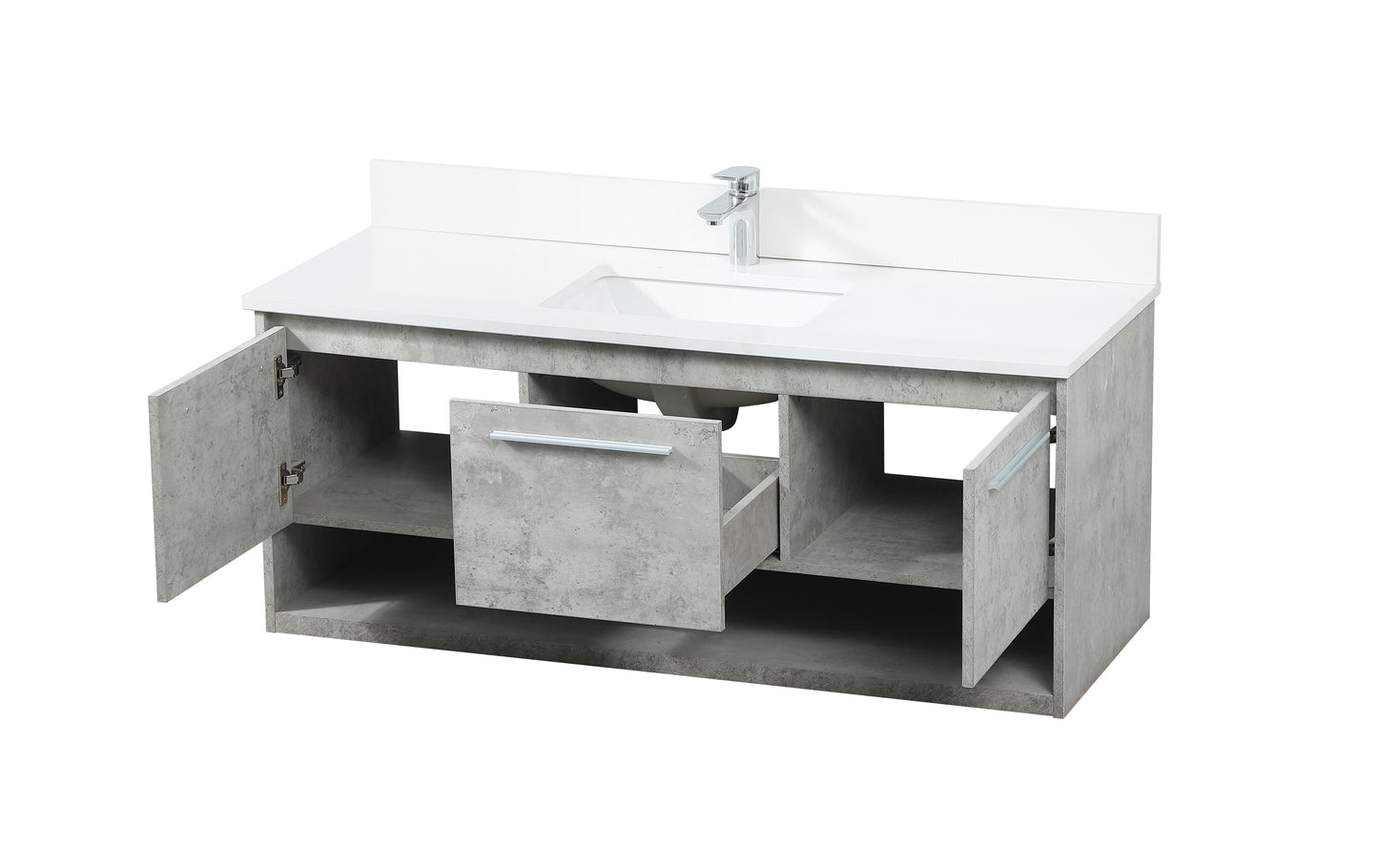 48 inch Single Bathroom Vanity in Concrete Grey with backsplash - BC3704820CG-BS