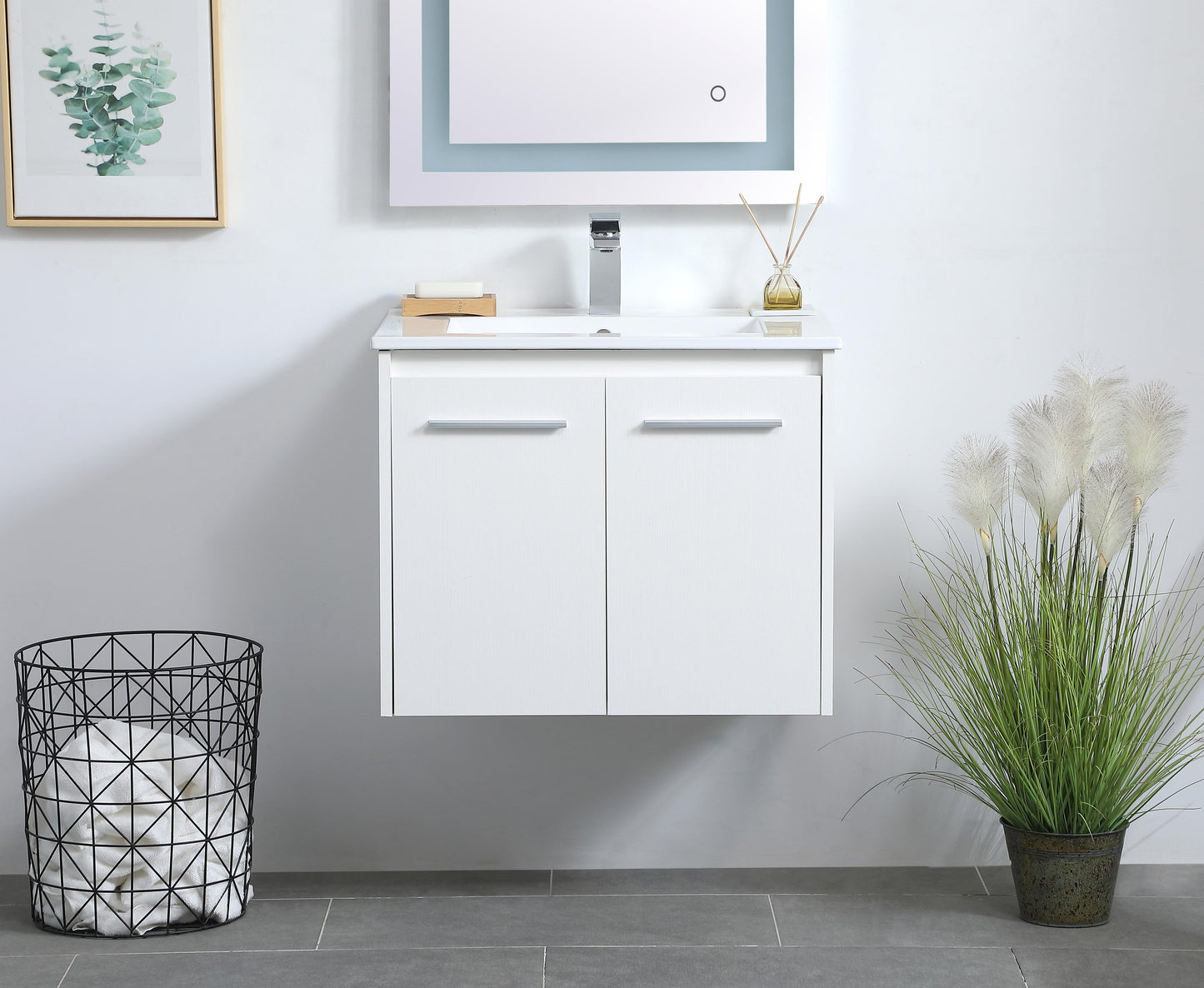 24 inch Single Bathroom Floating Vanity in White - BC3802420WH