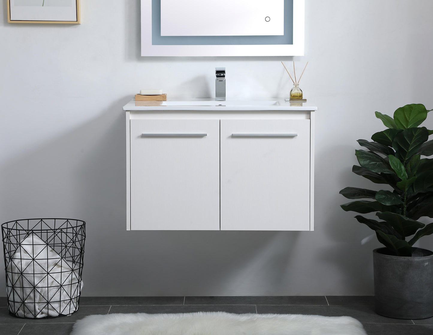 30 inch Single Bathroom Floating Vanity in White - BC3803020WH