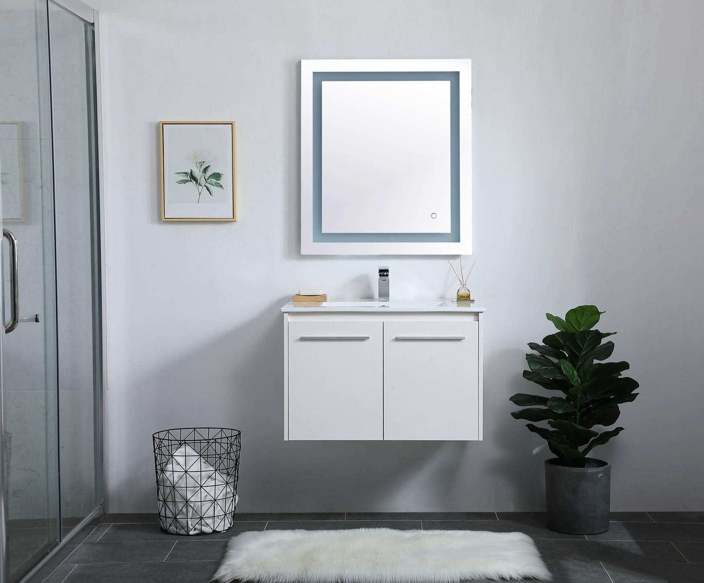 30 inch Single Bathroom Floating Vanity in White - BC3803020WH