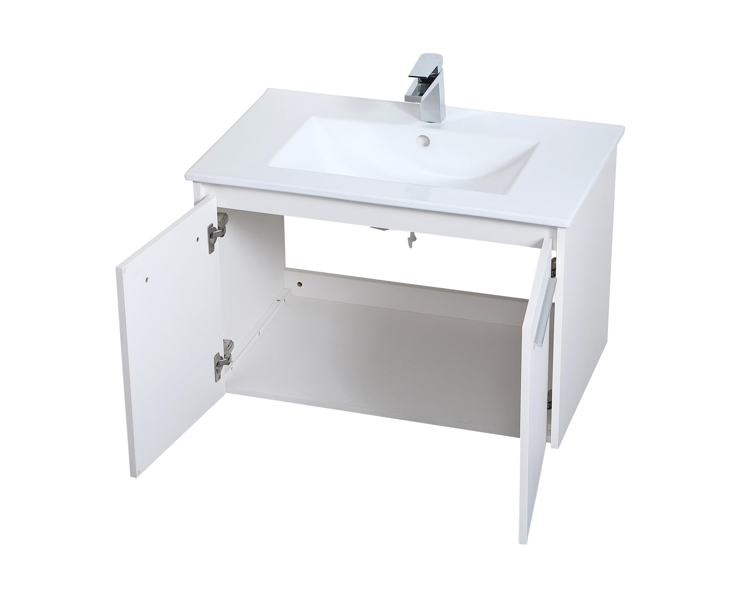 30 inch Single Bathroom Floating Vanity in White - BC3803020WH