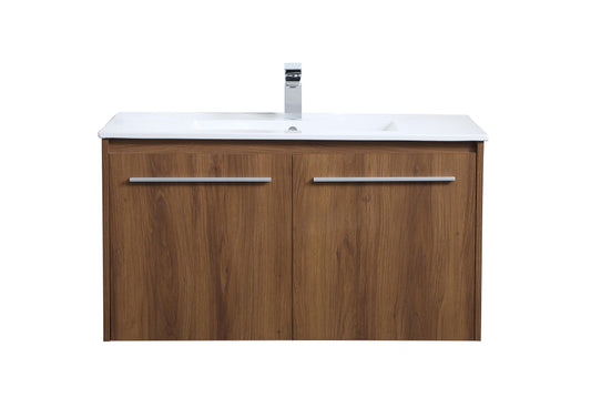 36 inch Single Bathroom Floating Vanity in Walnut Brown - BC3803620WB