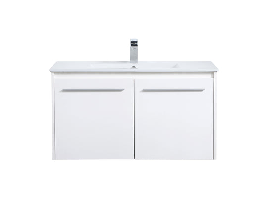 36 inch Single Bathroom Floating Vanity in White - BC3803620WH