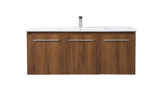 48 inch Single Bathroom Floating Vanity in Walnut Brown - BC3804820WB