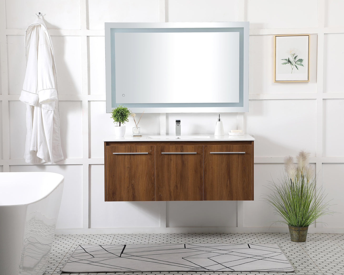 48 inch Single Bathroom Floating Vanity in Walnut Brown - BC3804820WB