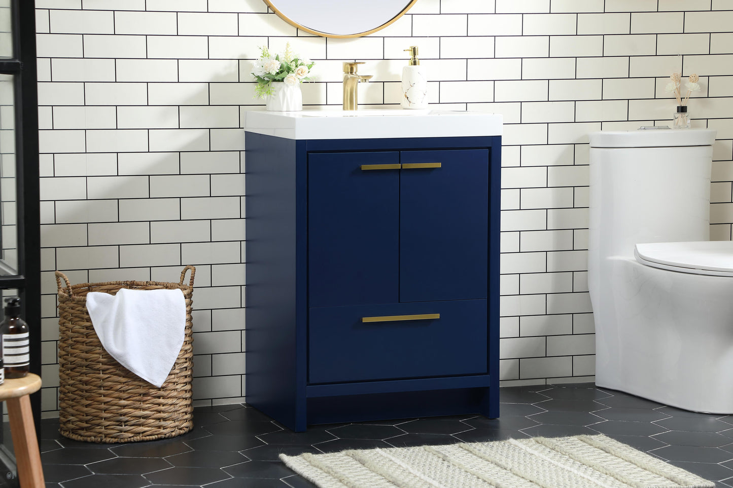 24 inch Single Bathroom Vanity in Blue